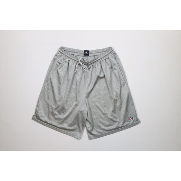 Champion | Shorts | Vintage Champion Mens Large Classic Logo Mesh Above  Knee Shorts Silver Polyester | Poshmark